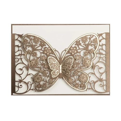 ZMCGNO 50 stücke Schmetterling Laser Cut Hochzeit Einladung Karte Abdeckungen Business Gruß Karte Engagement Hochzeit Dekoration Party Supplies(Coffee) von ZMCGNO