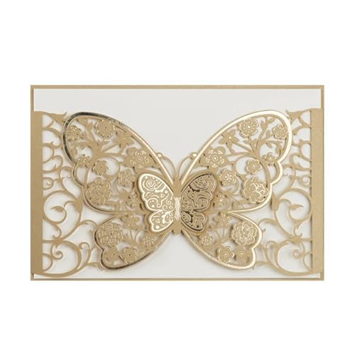 ZMCGNO 50 stücke Schmetterling Laser Cut Hochzeit Einladung Karte Abdeckungen Business Gruß Karte Engagement Hochzeit Dekoration Party Supplies(Gold) von ZMCGNO