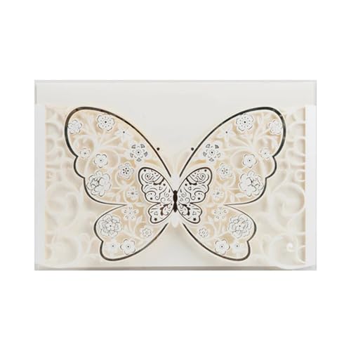 ZMCGNO 50 stücke Schmetterling Laser Cut Hochzeit Einladung Karte Abdeckungen Business Gruß Karte Engagement Hochzeit Dekoration Party Supplies(White) von ZMCGNO