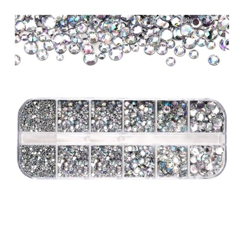 ZMCGNO 6/12 Raster SS6-SS20 Bunte Nail Art Strasssteine ​​Flatback Kristall 900-1000 Stück AB Rosa Blau Rot Diamant Edelsteine ​​Dekoration in verschiedenen Größen(PH194-2) von ZMCGNO