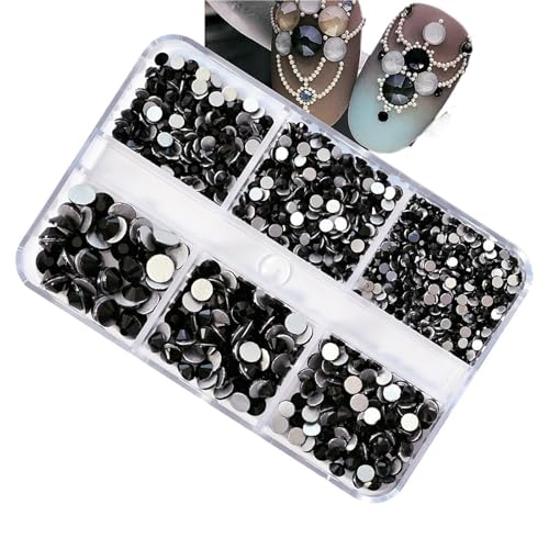 ZMCGNO 6 Gitter/Box SS6-SS20 Glas-Nagel-Strasssteine ​​mit Flacher Rückseite, Glitzer-Edelstein, Verschiedene Größen, 3D-Kristallschmuck, DIY-Nagel-Dekoration(NO07) von ZMCGNO