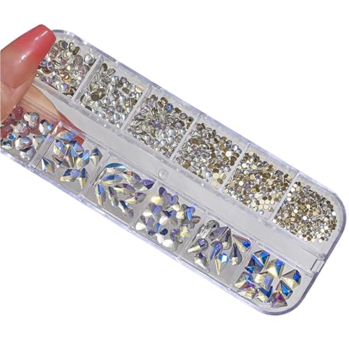 ZMCGNO 6 Gitter/Box SS6-SS20 Glas-Nagel-Strasssteine ​​mit Flacher Rückseite, Glitzer-Edelstein, Verschiedene Größen, 3D-Kristallschmuck, DIY-Nagel-Dekoration(NO25) von ZMCGNO