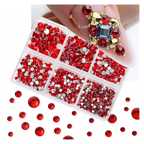 ZMCGNO 6 Gitter gemischte Größe Kristall Nail Art Strass klar Nicht Hotfix Flatback Edelsteine ​​Diamant Glas Stein Charms for Nagelteile(ZB017-06) von ZMCGNO