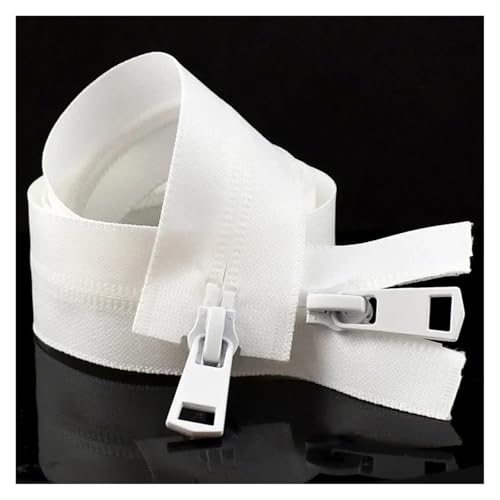 ZMCGNO 60-150CM 5# Doppelschieber Nylon Wasserdichter Reißverschluss Offener Unsichtbarer Reißverschluss for Outdoor-Taschenjacken DIY(White,80CM_2PCS) von ZMCGNO