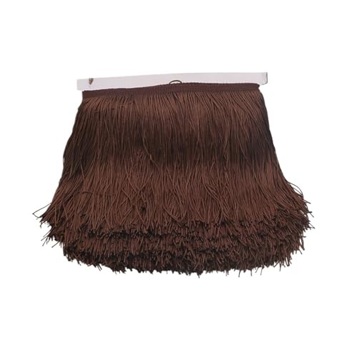 ZMCGNO 9/15/20/28 cm Quaste Fransenbesatz Polyester Lange Fransen Nähen for Kleidung Kleid Vorhang Band Quasten for Handwerk Zubehör(Dark Brown,9cm) von ZMCGNO
