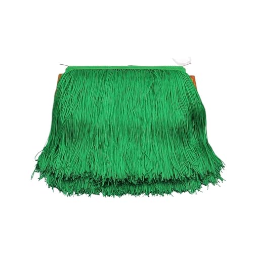 ZMCGNO 9/15/20/28 cm Quaste Fransenbesatz Polyester Lange Fransen Nähen for Kleidung Kleid Vorhang Band Quasten for Handwerk Zubehör(Green,28cm) von ZMCGNO