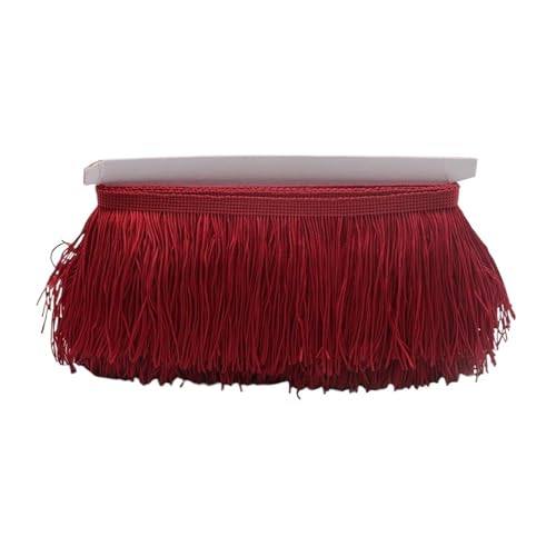 ZMCGNO 9/15/20/28 cm Quaste Fransenbesatz Polyester Lange Fransen Nähen for Kleidung Kleid Vorhang Band Quasten for Handwerk Zubehör(Maroon,15cm) von ZMCGNO