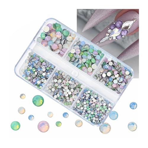 ZMCGNO 920 Stück SS4–SS16 runde Diamanten + 60 Stück Strass-Set mit gemischten Formen, 3D-Flatback, rosa/klar, Nagelkristall, Weihnachtsmaniküre-Glas(10) von ZMCGNO