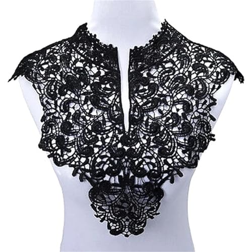 ZMCGNO DIY Kleidung Ausschnitt Hohl Stickerei Gefälschte Kragen Nähen Applique Borte Bekleidung Zubehör Handgemachte Kleid Abnehmbare Tops Dame(Black) von ZMCGNO