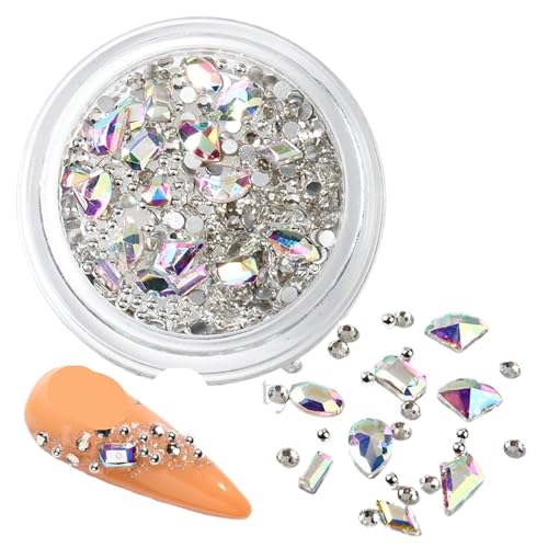 ZMCGNO Gemischte Mini-Nagel-Strasssteine ​​mit Flacher Rückseite, Kristallsteine, Metallperlen, Perlen, Schmetterling, Nagelkunst, Charms, Herz, Schmuck, Maniküre(S-010) von ZMCGNO