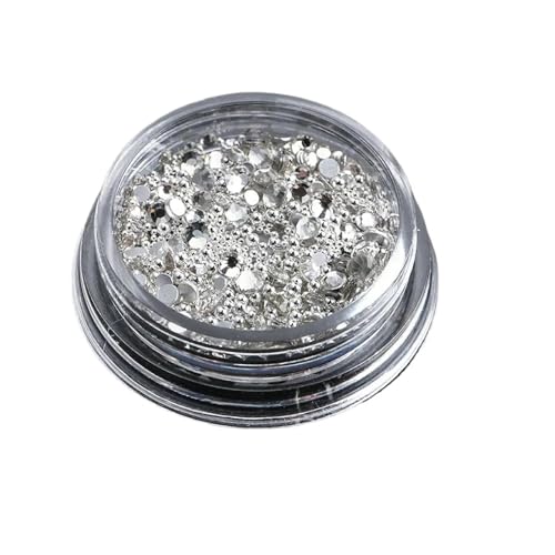 ZMCGNO Gemischte Mini-Nagel-Strasssteine ​​mit Flacher Rückseite, Kristallsteine, Metallperlen, Perlen, Schmetterling, Nagelkunst, Charms, Herz, Schmuck, Maniküre(WHTBPSP-10) von ZMCGNO
