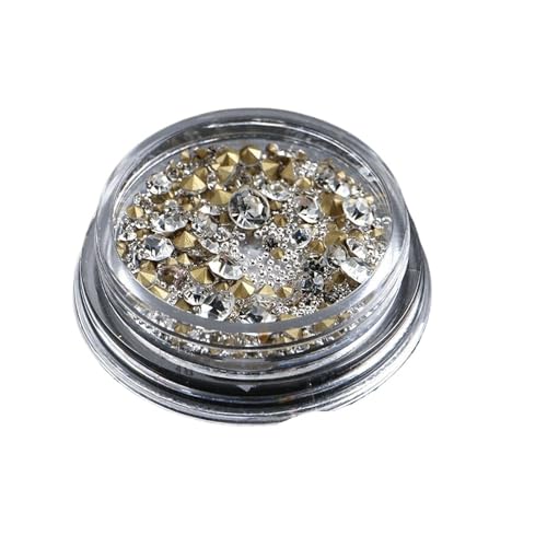 ZMCGNO Gemischte Mini-Nagel-Strasssteine ​​mit Flacher Rückseite, Kristallsteine, Metallperlen, Perlen, Schmetterling, Nagelkunst, Charms, Herz, Schmuck, Maniküre(WHTBPSP-11) von ZMCGNO