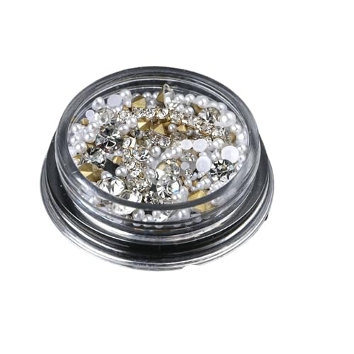 ZMCGNO Gemischte Mini-Nagel-Strasssteine ​​mit Flacher Rückseite, Kristallsteine, Metallperlen, Perlen, Schmetterling, Nagelkunst, Charms, Herz, Schmuck, Maniküre(WHTBPSP-16) von ZMCGNO