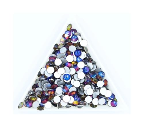 ZMCGNO Lila Samt Kristall Lose Nicht Hot Fix Strass Glas Strass Nicht Hotfix Strass DIY Nägel Kunst Dekorationen(Blue Red Volcano,SS12-1440pcs) von ZMCGNO