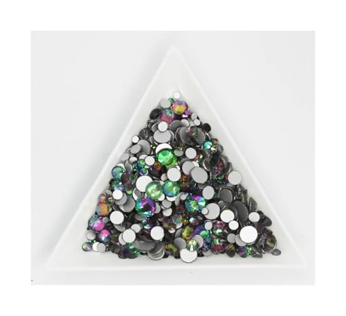 ZMCGNO Lila Samt Kristall Lose Nicht Hot Fix Strass Glas Strass Nicht Hotfix Strass DIY Nägel Kunst Dekorationen(Green Volcan,SS12-1440pcs) von ZMCGNO