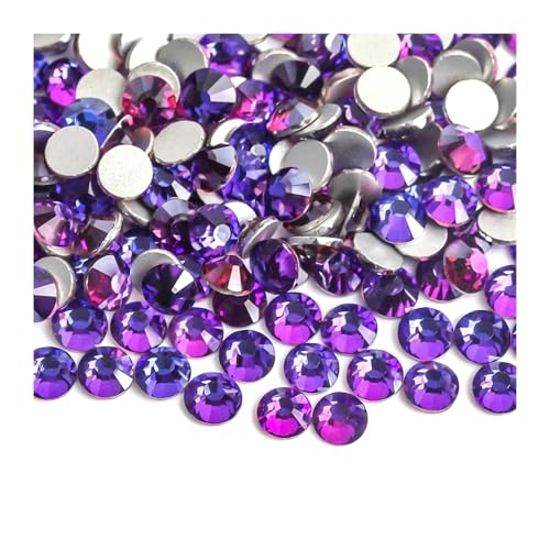 ZMCGNO Lila Samt Kristall Lose Nicht Hot Fix Strass Glas Strass Nicht Hotfix Strass DIY Nägel Kunst Dekorationen(Purple Velvet,SS12-1440pcs) von ZMCGNO