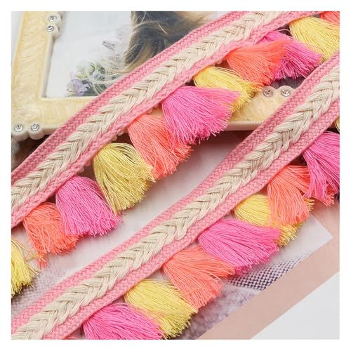 ZMCGNO Quaste Spitzenbesatz Polyester Quaste Fransenbesatz Farbe Quaste Spitzenband Nähen Kleidungsstück Zubehör Kleidung Vorhang Home DIY Dekor(Colorful,10yards) von ZMCGNO