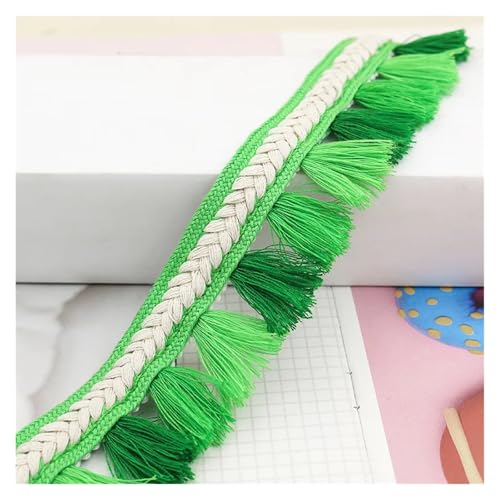 ZMCGNO Quaste Spitzenbesatz Polyester Quaste Fransenbesatz Farbe Quaste Spitzenband Nähen Kleidungsstück Zubehör Kleidung Vorhang Home DIY Dekor(Green,10yards) von ZMCGNO