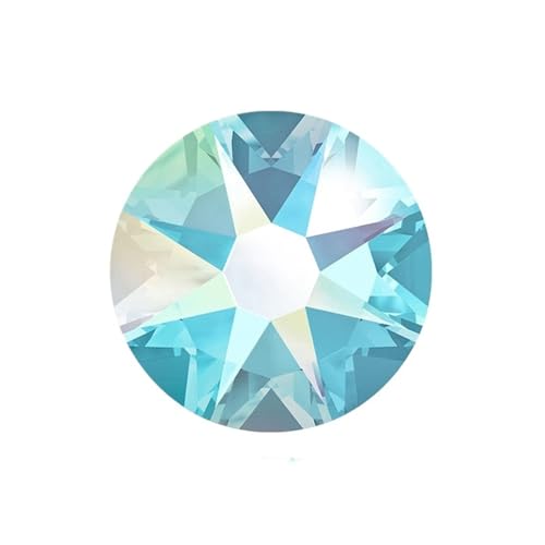ZMCGNO Schimmernde Flatback-Glas-Strasssteine ​​zum Aufkleben auf Nähen von Kleidung, Diamant-Nadelarbeiten, Bling-Strass-Kristall(Aquamarine AB,SS30 288Pcs) von ZMCGNO