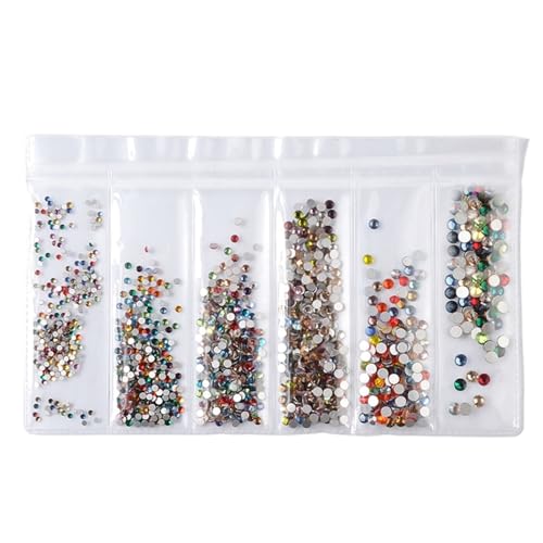 ZMCGNO Superglitzernder Farbiger Kristall SS4-SS16 AB, gemischte Größe, Nicht thermische Reparatur, Flache Unterseite, 3D-Glas-Strasssteine ​​für DIY-Nagelwerkzeuge(17) von ZMCGNO