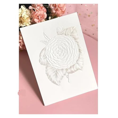 ZMCGNO Weiße Blumengrußkarte mit Umschlag, Pop-up-Segenskarte, Leere Dankeskarte, Einladung, geprägte Blumenkarte(1PC) von ZMCGNO