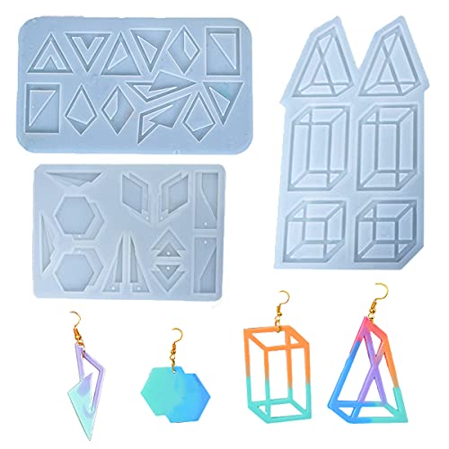 3 Stück Harz-Ohrring-Formen, Harz-Schmuckformen, geometrische Ohrringe, Harzformen für Epoxidharz, Gießen für DIY-Ohrringe, Anhänger, Harzhandwerk von ZMCHE