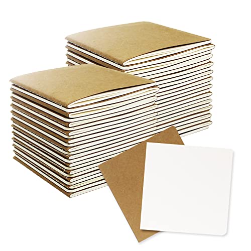 ZMCYN 48 Stück Notizbuch-Tagebücher aus Kraftpapier, blanko, 10,3 x 10,3 cm, kleiner Notizblock für Kinder, Studenten, Reisende (24 Blatt/48 Seiten) von ZMCYN