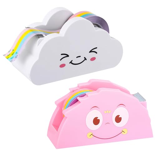 2 Stück Klebebandspender Klebebandabroller und Regenbogen Klebebandrolle Klebeband Abroller in Form von Wolke Nachfüllbarer Tischabroller für Büro und Zuhause 2 Stück Klebebandspender Klebebandabroller und Regenbogen Klebebandrolle Klebeband Abroller in Form von Wolke Nachfüllbarer Tischabroller für Büro und Zuhause von ZMDMAH