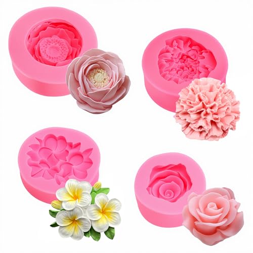 4 Stück Silikonformen Gießformen Blumen – Silikonform Kerzen Rose Pfingstrose Nelke Gardenie – Kerzenformen zum Gießen DIY Kunstharz Seife Backen 4 Stück Silikonformen Gießformen Blumen – Silikonform Kerzen Rose Pfingstrose Nelke Gardenie – Kerzenformen zum Gießen DIY Kunstharz Seife Backen von ZMDMAH