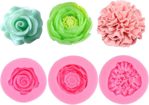 4 Stück Silikonformen Gießformen Blumen – Silikonform Kerzen Rose Pfingstrose Nelke Gardenie – Kerzenformen zum Gießen DIY Kunstharz Seife Backen von ZMDMAH