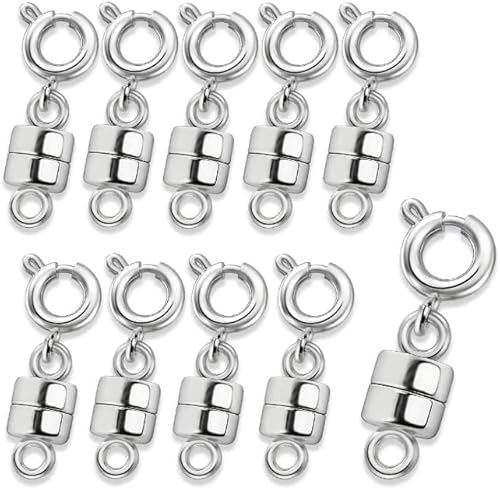 ZMDMAH 10 Stück Magnetverschluss Kette 925 Sterling Silber Armband Verschluss Magnetverschluss für Ketten Halskette Armband DIY Jewellery Making Accessories (Silber) von ZMDMAH