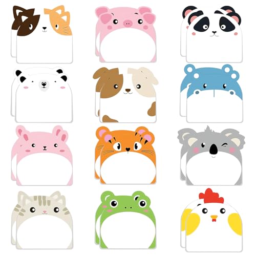 ZMDMAH 24 PCS Kleine Haftnotizen Tiere, Kawaii Schulsachen, Notizblock Klein für Büro, Tierförmiger Haftnotizblock, Kleine Geschenke Ideal für Kinder, Studenten, Mitgebsel Kindergeburtstag von ZMDMAH