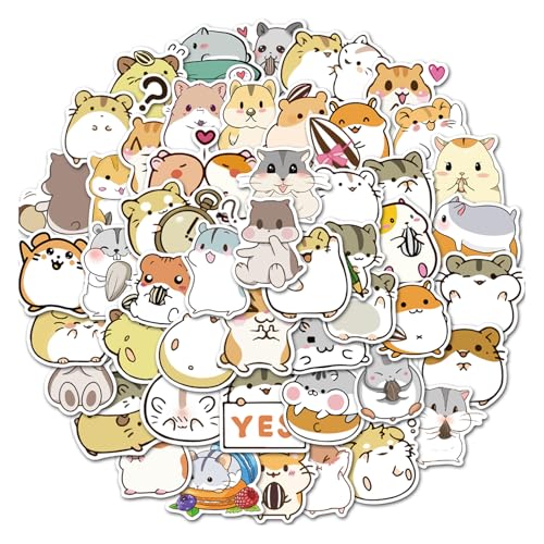 ZMDMAH 50 Stücke Hamsteraufkleber, Süßer Hamster Aufkleber Grosse Sticker, Wasserdicht Vinyl Stickers Decals für Fahrrad Motorrad Graffiti Skateboard Laptop Computer Gepäck Jungen und Mädchen von ZMDMAH