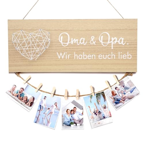 ZMDMAH Geschenk für Oma und Opa Wand Bilderrahmen Collage Wir Haben Euch Lieb Holzschild mit Fotoseil und Holz Klammern Geburtstagsgeschenk für Großeltern Foto ZMDMAH Geschenk für Oma und Opa Wand Bilderrahmen Collage Wir Haben Euch Lieb Holzschild mit Fotoseil und Holz Klammern Geburtstagsgeschenk für Großeltern Foto von ZMDMAH