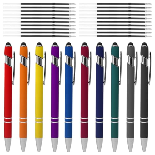 ZMDMAH Kugelschreiber Hochwertig 10 Packungen schwarzer Kugelschreiber Set aus Metall 1,0 mm Kuli Druckkugelschreiber mit 20 Stk Nachfüllungen Ergonomische Kugelschreiber Kugelschreiber mit Touchpen f ZMDMAH Kugelschreiber Hochwertig 10 Packungen schwarzer Kugelschreiber Set aus Metall 1,0 mm Kuli Druckkugelschreiber mit 20 Stk Nachfüllungen Ergonomische Kugelschreiber Kugelschreiber mit Touchpen f von ZMDMAH