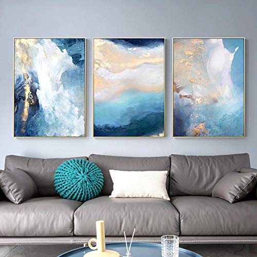 Abstrakte Leinwand Gemälde Marmor Textur Abstrakte Poster Modern Style Leinwand Home Dekorative Prägnante Leinwand Malerei 40x50cm (16x20in) x3 Mit Rahmen von ZMFBHFBH