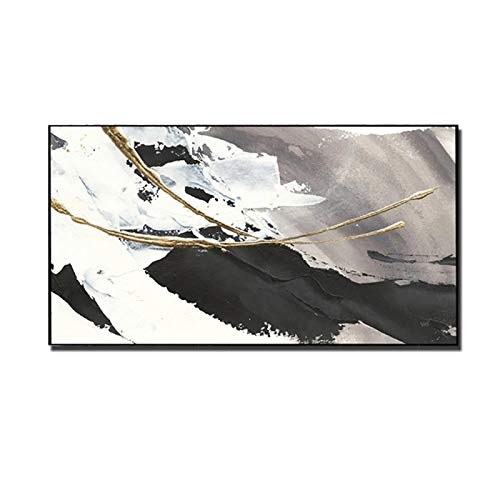 Große Wandkunst Ölgemälde auf Leinwand Modren Abstrakte weiße und schwarze Gemälde auf Leinwand gedruckt Familie Dekoration Bild 80x155cm (31x43in) mit Rahmen von ZMFBHFBH