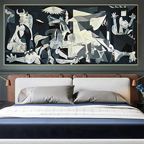 Pablo Picasso, Guernica 1937, Leinwand Ölgemälde Kunstwerk Poster Bild Moderne Wanddekor Dekoration 50x100cm (20x39in) Mit Rahmen von ZMFBHFBH