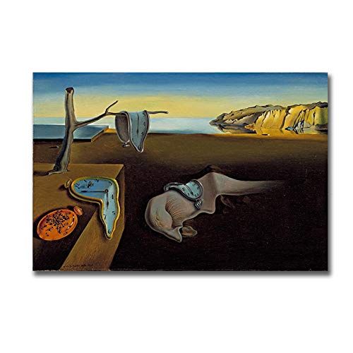 Salvador Dali Die Beständigkeit der Erinnerung Uhren Surreales Ölgemälde Leinwand Poster Druck Wandkunst Bild Für Wohnzimmer 30x55cm (12x22in) Mit Rahmen von ZMFBHFBH