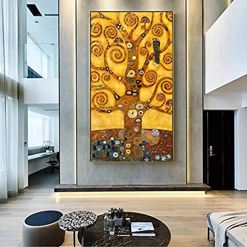 ZMFBHFBH Leinwand Bilder Reproduktionen Kunstwerk Gerahmte Gemälde Der Baum des Lebens Leinwand Kunstdruck Poster Für Wohnzimmer Wohnkultur 90x160cm (35x63in) Mit Rahmen von ZMFBHFBH