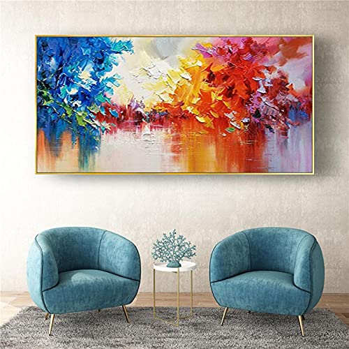 ölgemälde abstrakt gemaltes gemälde blau rot orange gelb leinwand gemälde modernes haus gerahmte dekoration malerei 40x80cm (16x32in) mit rahmen von ZMFBHFBH