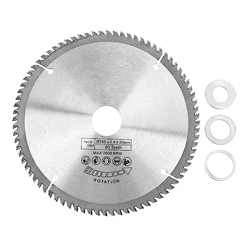 185 mm silbernes TCT-Kreissägeblatt for Holzschneiden, 80 Zähne + 3 Stück Reduktions-Kreissägeblatt 185 mm silbernes TCT-Kreissägeblatt for Holzschneiden, 80 Zähne + 3 Stück Reduktions-Kreissägeblatt von ZMGYF