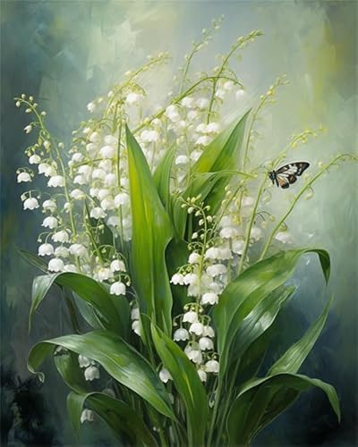 Maiglöckchen-Blume,Malen nach Zahlen auf Leinwand,Malsets inklusive Pinsel und Pigmente,40x50cm,ohne Rahmen Maiglöckchen-Blume,Malen nach Zahlen auf Leinwand,Malsets inklusive Pinsel und Pigmente,40x50cm,ohne Rahmen von ZMHZMY