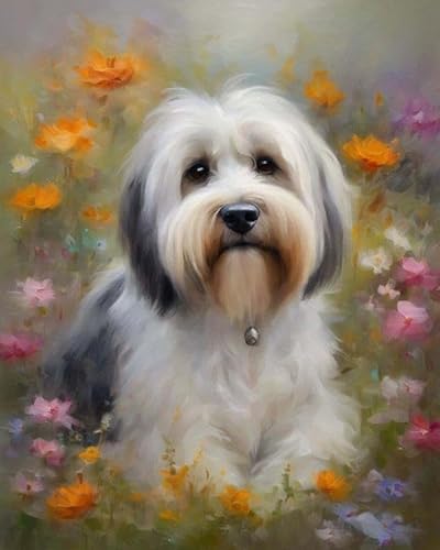 Malen Nach Zahlen Erwachsene Anfänger,Tibet Terrier Hund und Blume, Malen Nach Zahlen für Home Deko Geburtstag Weihnachten Geschenk, Kommt Mit Farbe und Pinsel 40x50cm Malen Nach Zahlen Erwachsene Anfänger,Tibet Terrier Hund und Blume, Malen Nach Zahlen für Home Deko Geburtstag Weihnachten Geschenk, Kommt Mit Farbe und Pinsel 40x50cm von ZMHZMY