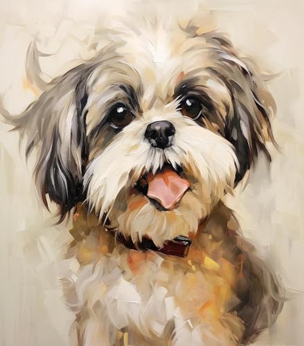 Malen nach Zahlen, Set für Erwachsene,Anfänger, Shih Tzu Hund Poster Art Picture Moderne Wohnkultur Zimmer Leinwand Malerei, 40 x 50 cm, ohne Rahmen Malen nach Zahlen, Set für Erwachsene,Anfänger, Shih Tzu Hund Poster Art Picture Moderne Wohnkultur Zimmer Leinwand Malerei, 40 x 50 cm, ohne Rahmen von ZMHZMY