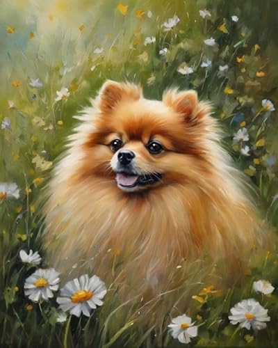 Malen nach Zahlen Erwachsene, Pomeranian und Blumen DIY Handgemalt Ölgemälde Kits auf Leinwand Geschenk für Weihnachten Geburtstag Home Haus Deko - Ohne Rahmen Malen nach Zahlen Erwachsene, Pomeranian und Blumen DIY Handgemalt Ölgemälde Kits auf Leinwand Geschenk für Weihnachten Geburtstag Home Haus Deko - Ohne Rahmen von ZMHZMY