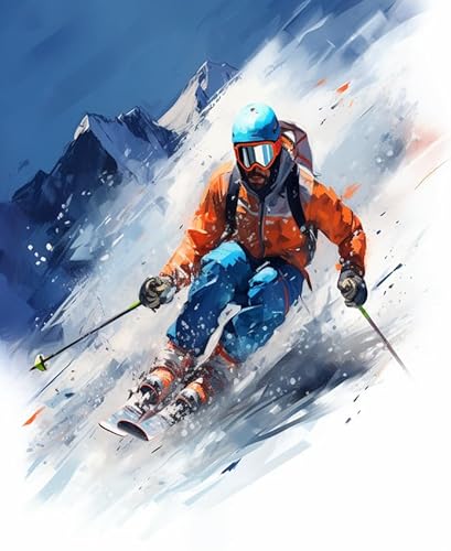 Malen nach Zahlen Erwachsene,Alpines Skifahren,DIY Malen nach Zahlen Leinwand Ölgemälde Kits Wohnwanddekor Mit Acrylfarben und Pinseln,40x50cm Malen nach Zahlen Erwachsene,Alpines Skifahren,DIY Malen nach Zahlen Leinwand Ölgemälde Kits Wohnwanddekor Mit Acrylfarben und Pinseln,40x50cm von ZMHZMY