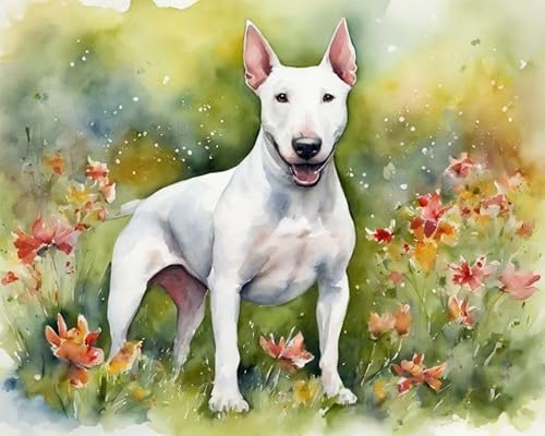 Malen nach Zahlen Erwachsene,Bullterrier-Hund auf Blumenrasen,DIY Malen nach Zahlen Leinwand Ölgemälde Kits Wohnwanddekor Mit Acrylfarben und Pinseln,40x50cm Malen nach Zahlen Erwachsene,Bullterrier-Hund auf Blumenrasen,DIY Malen nach Zahlen Leinwand Ölgemälde Kits Wohnwanddekor Mit Acrylfarben und Pinseln,40x50cm von ZMHZMY