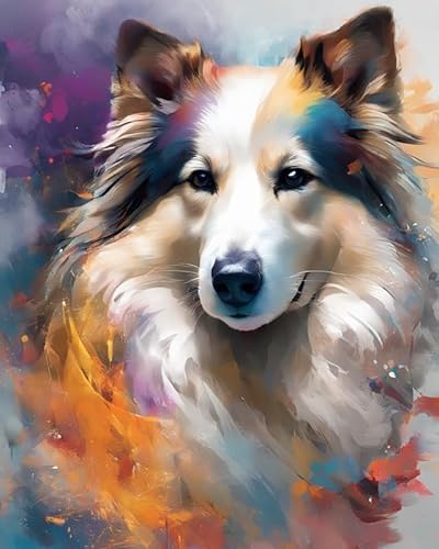 Malen nach Zahlen Erwachsene,Bunter Sheltie-Hund, Kritzeleien Shetland-Schäferhund,DIY Malen nach Zahlen für Erwachsene, Malset mit Leinwand und Pinsel,40 x 50 cm,Rahmenlos Malen nach Zahlen Erwachsene,Bunter Sheltie-Hund, Kritzeleien Shetland-Schäferhund,DIY Malen nach Zahlen für Erwachsene, Malset mit Leinwand und Pinsel,40 x 50 cm,Rahmenlos von ZMHZMY