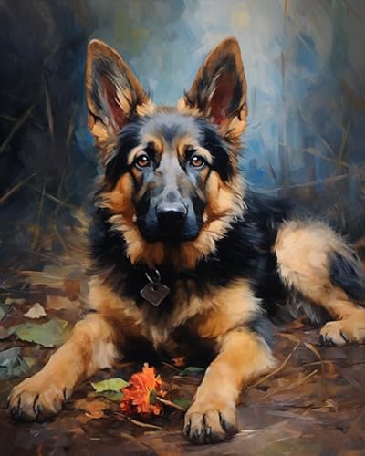 Malen nach Zahlen Erwachsene,Deutscher Schäferhund DIY Handgemalt Ölgemälde Kits auf Leinwand Geschenk für Weihnachten Geburtstag Home Haus Deko - Ohne Rahmen Malen nach Zahlen Erwachsene,Deutscher Schäferhund DIY Handgemalt Ölgemälde Kits auf Leinwand Geschenk für Weihnachten Geburtstag Home Haus Deko - Ohne Rahmen von ZMHZMY